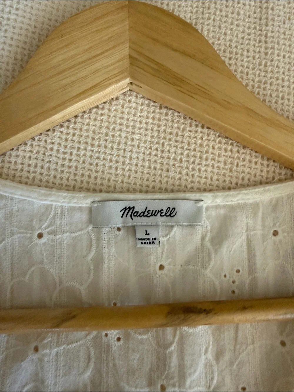 Madewell White Eyelet Embroidered Wrap Peplum Blouse 100% Cotton